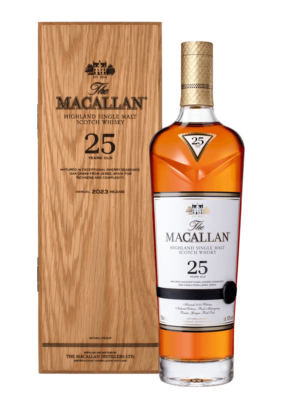 Macallan 25-Year-Old Sherry Oak, 2023 Edition, Single Malt Scotch Whisky, 43%