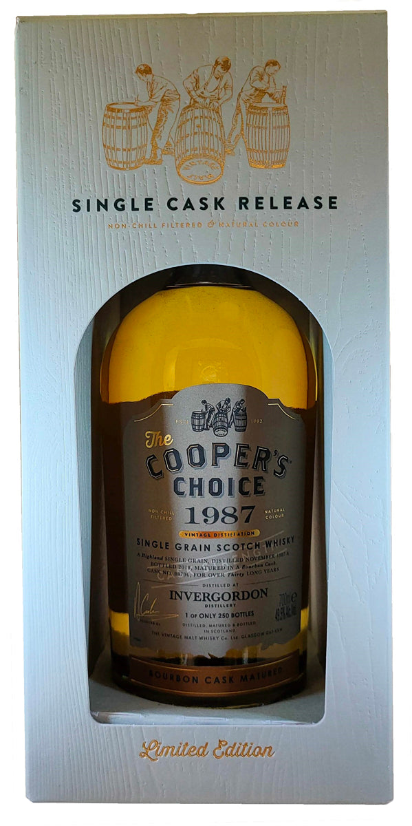 Bottle of 1987 Cooper&#39;s Choice Invergordon 30-Year-Old, Single Grain Scotch Whisky, 46.5% - The Spirits Room