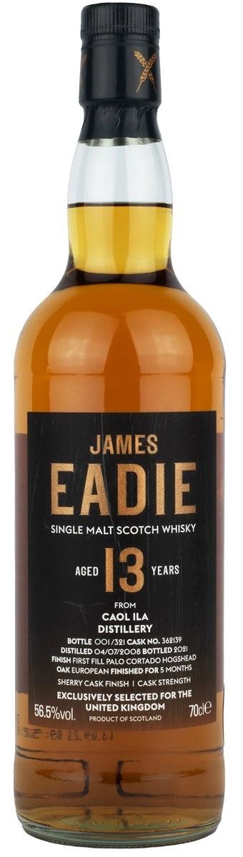 Bottle of James Eadie Caol Ila 13-Year-Old, Palo Cortado Finish, Single Malt Scotch Whisky, 56.5% - The Spirits Room