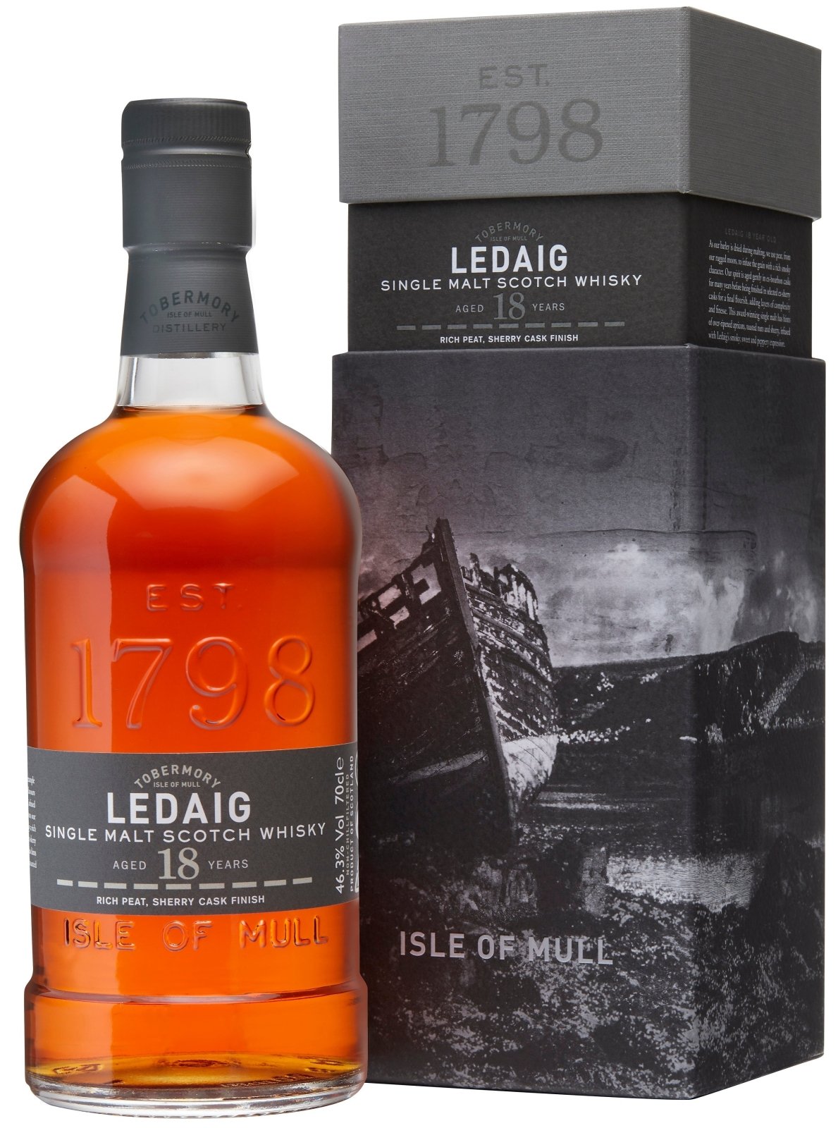 Bottle of Ledaig 18-Year-Old Single Malt Scotch Whisky, 46.3%