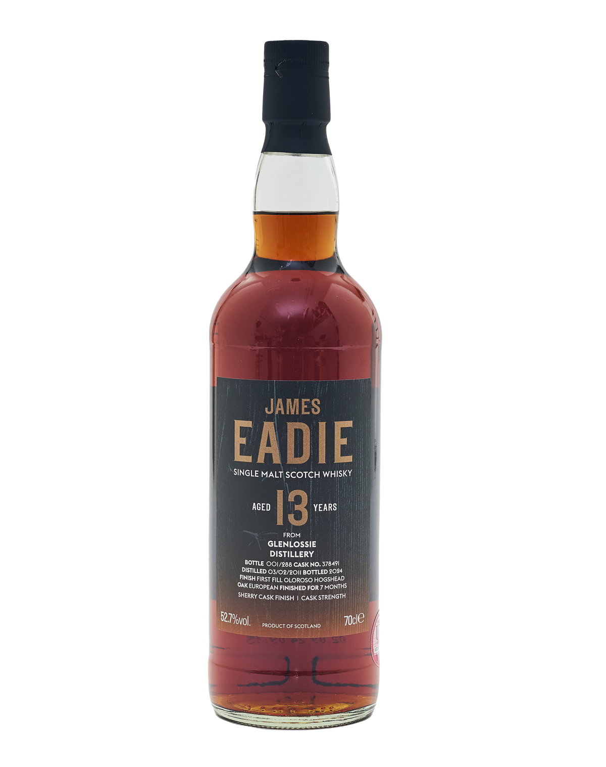 James Eadie 13 Year Old Glenlossie Single Malt Scotch Whisky, 52.7%