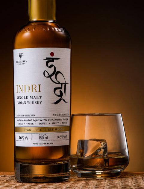 Bottle of Indri Single Malt Indian Whisky