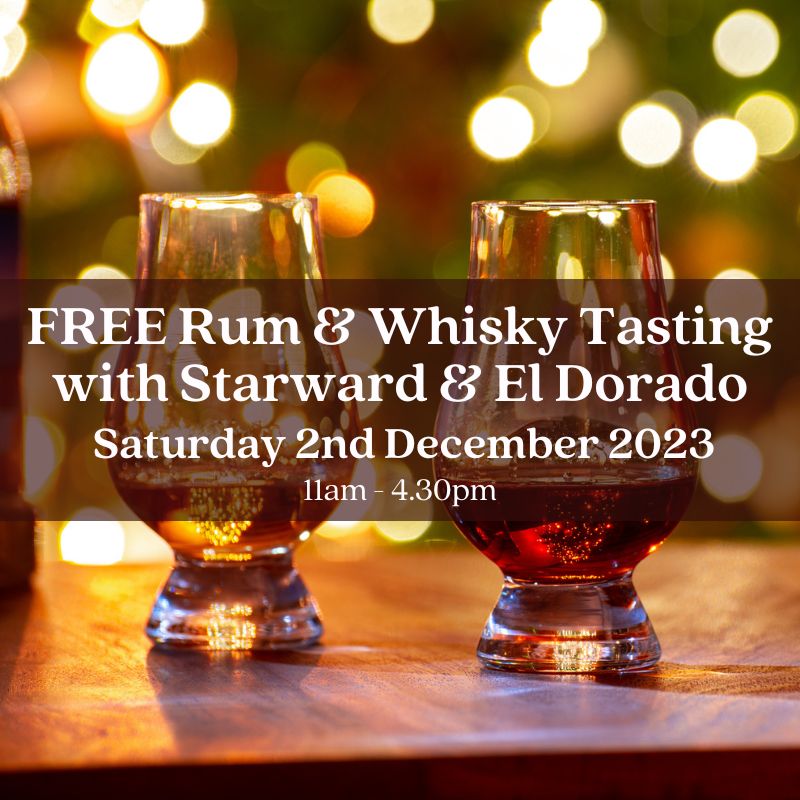 Barrel-Top Christmas Rum &amp; Whisky Tasting with El Dorado &amp; Starward - Saturday 2nd December
