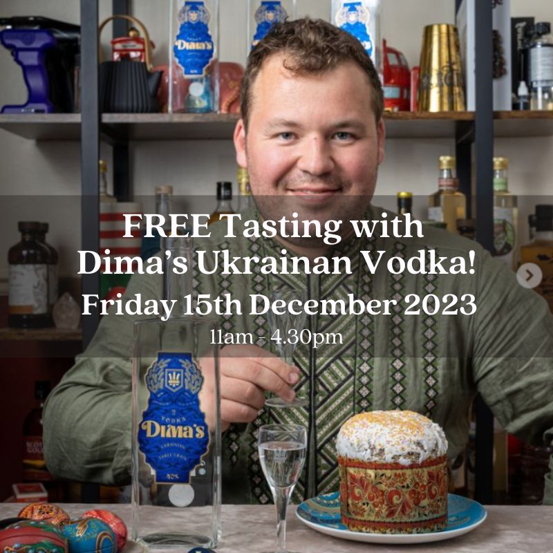 Barrel-Top Christmas Tasting with Dima&#39;s Ukrainian Vodka - Friday 15th December