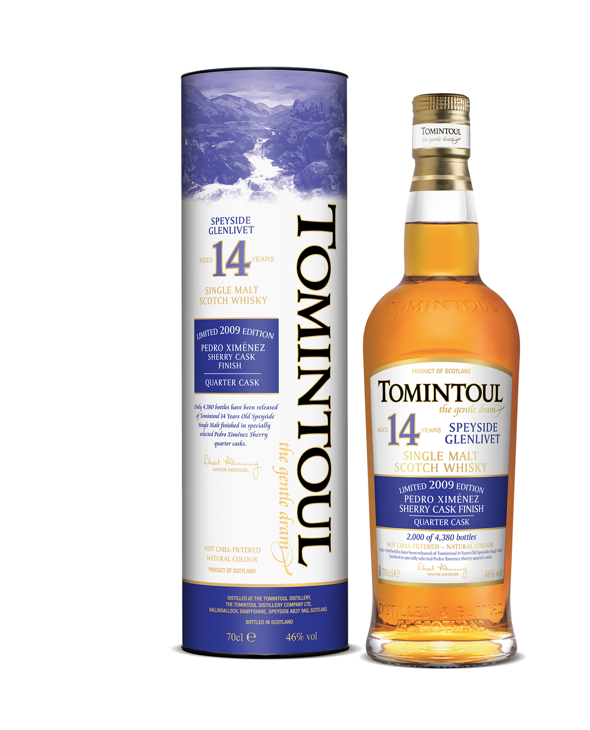 Bottle of Tomintoul 14 Years Old 2009 Pedro Ximénez Sherry Quarter Cask Finish Whisky, 46.0%