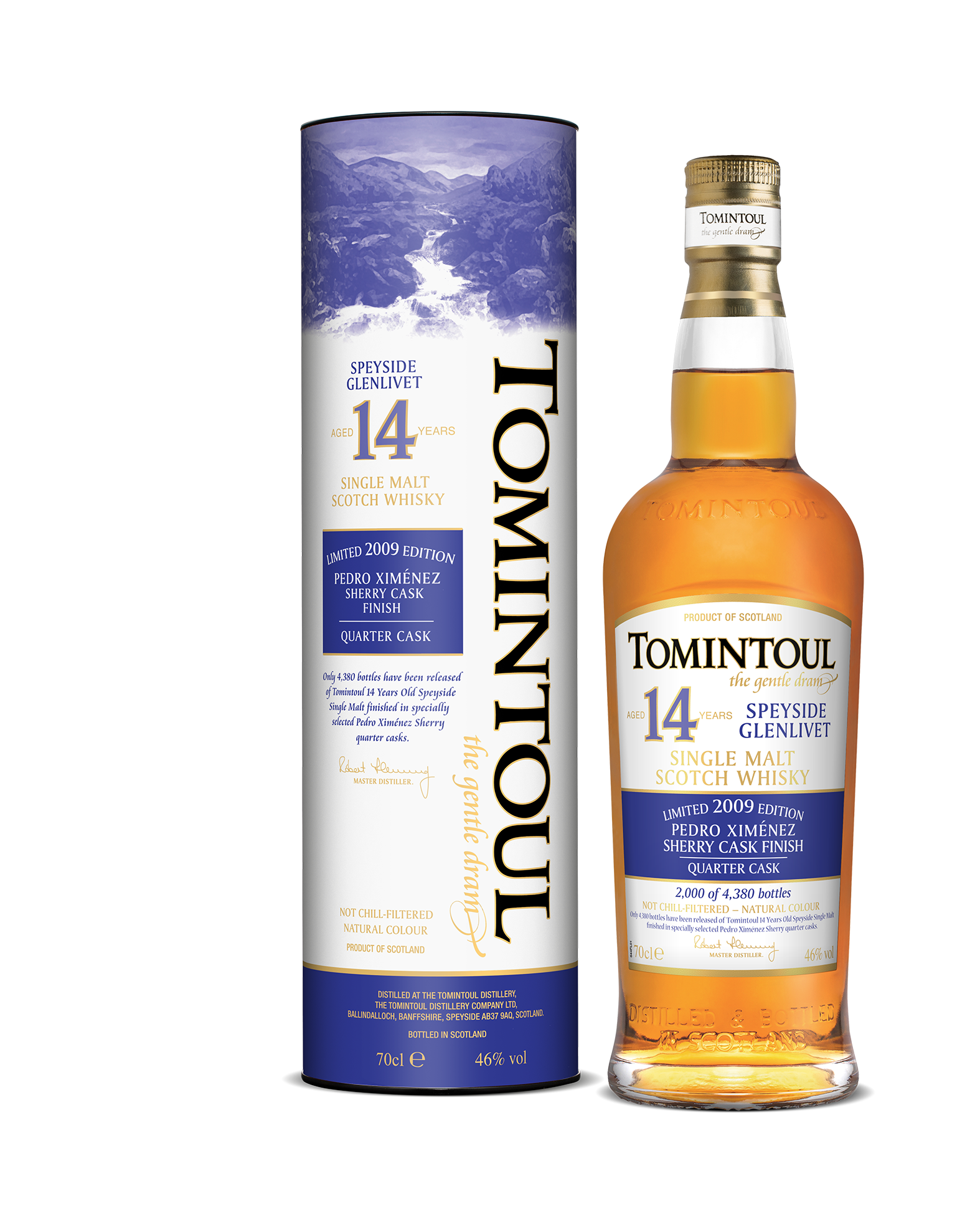 Bottle of Tomintoul 14 Years Old 2009 Pedro Ximénez Sherry Quarter Cask Finish Whisky, 46.0%