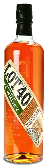 Bottle of Lot 40 Dark Oak 100% Rye Canadian Whisky