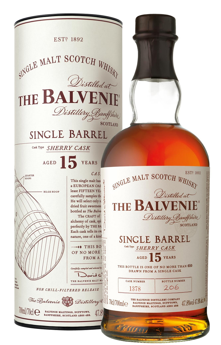 Bottle of The Balvenie 15-Year-Old Single Barrel, Sherry Cask, Single Malt Scotch Whisky, 47.8% - The Spirits Room