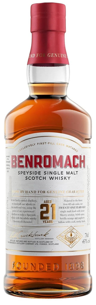 Bottle of Benromach 21-Year-Old, Speyside Single Malt Scotch Whisky, 43% - The Spirits Room