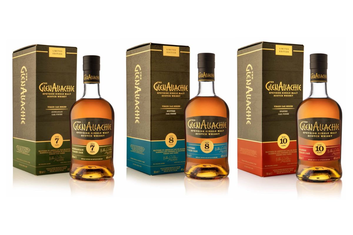 The GlenAllachie Virgin Oak Series Batch 3, Complete Set of 3 Whiskies, 48%
