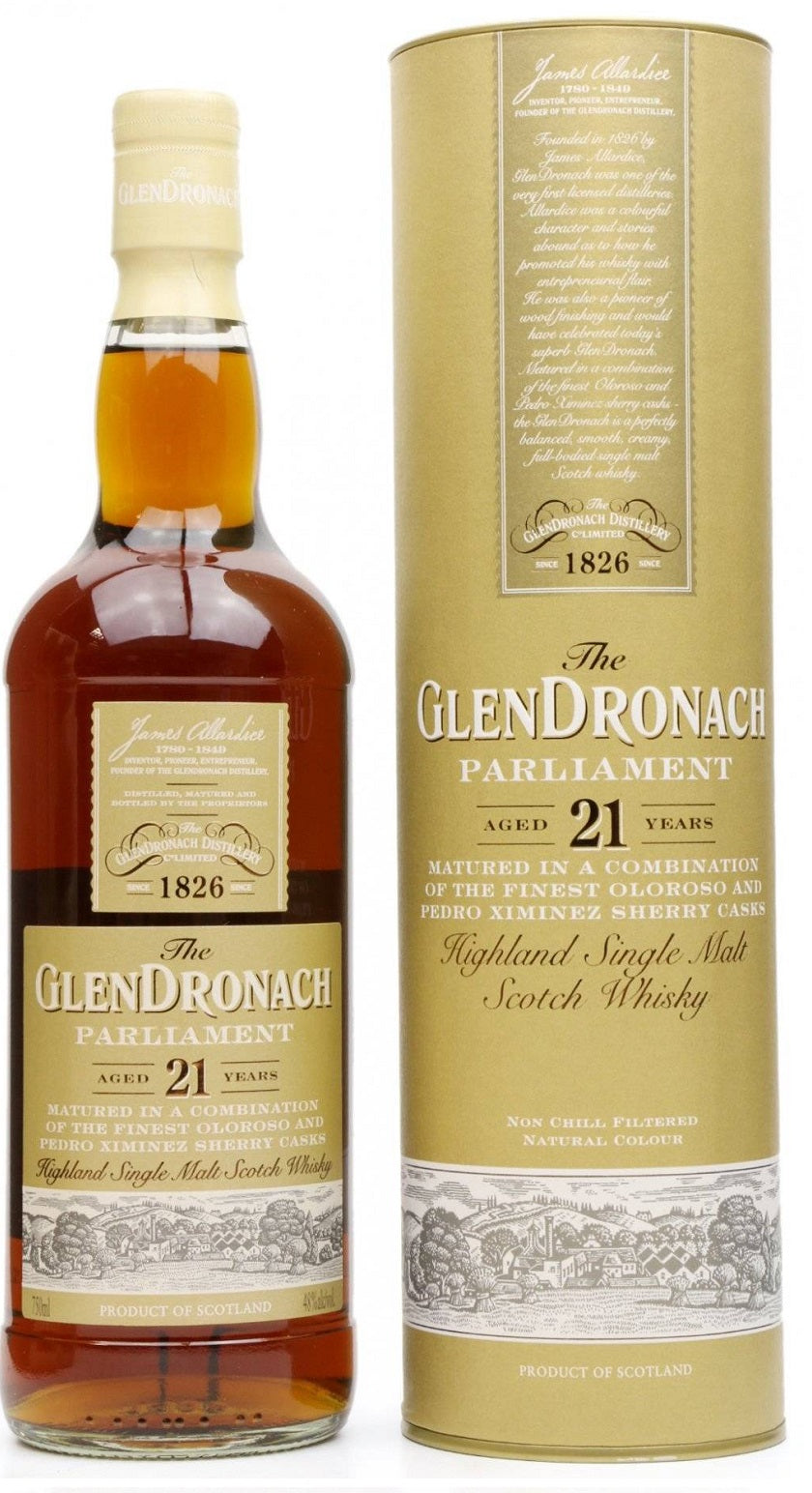 Bottle of GlenDronach Parliament 21-Year-Old Single Malt Scotch Whisky, 48% - The Spirits Room