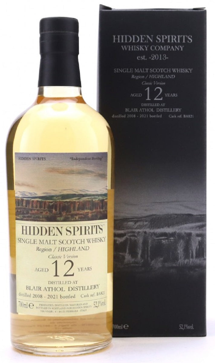 Bottle of Hidden Spirits, Blair Athol 12-Year-Old, Single Malt Scotch Whisky, 52.9% - The Spirits Room