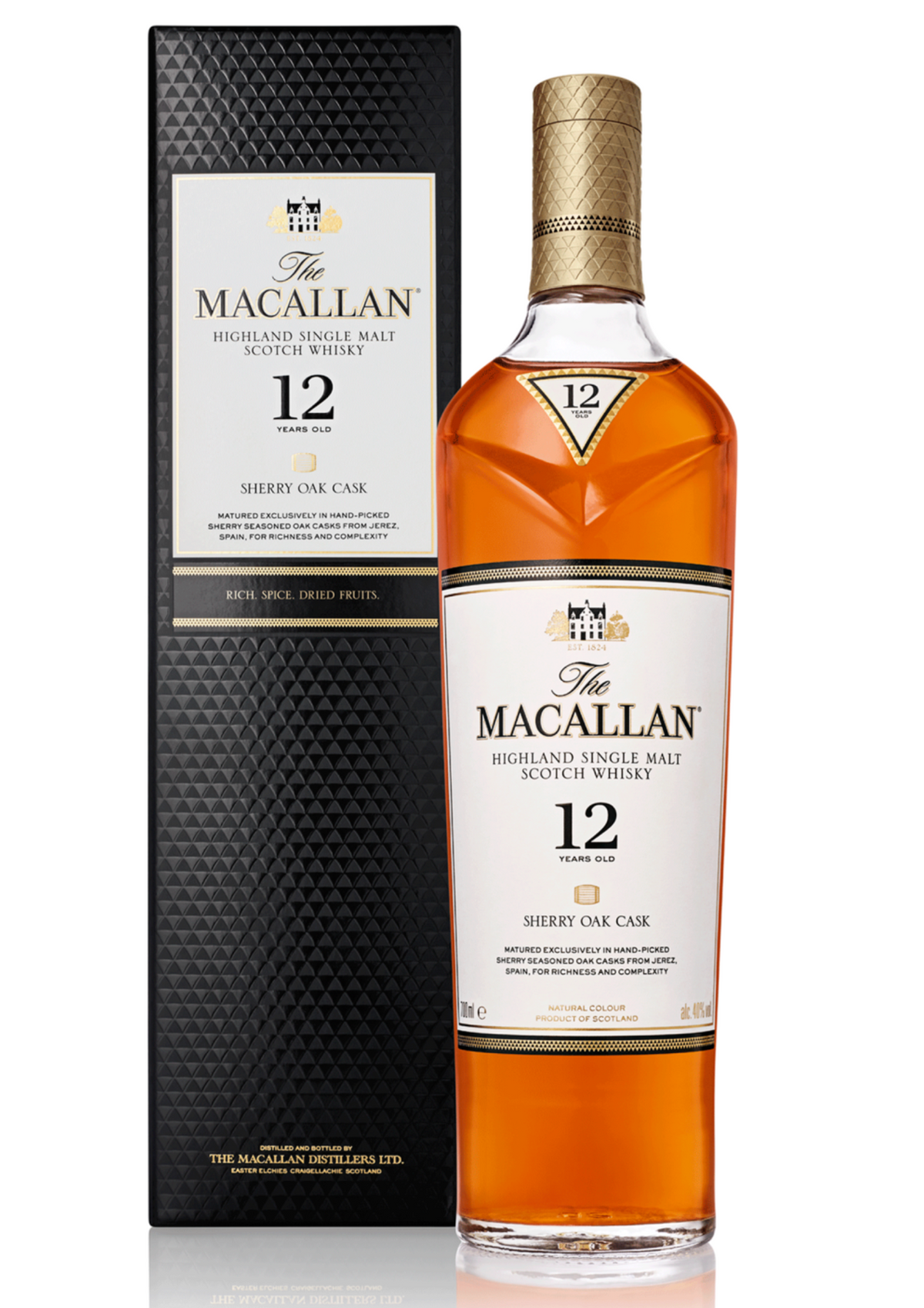 Macallan 12-Year-Old Sherry Oak Single Malt Scotch Whisky, 40%