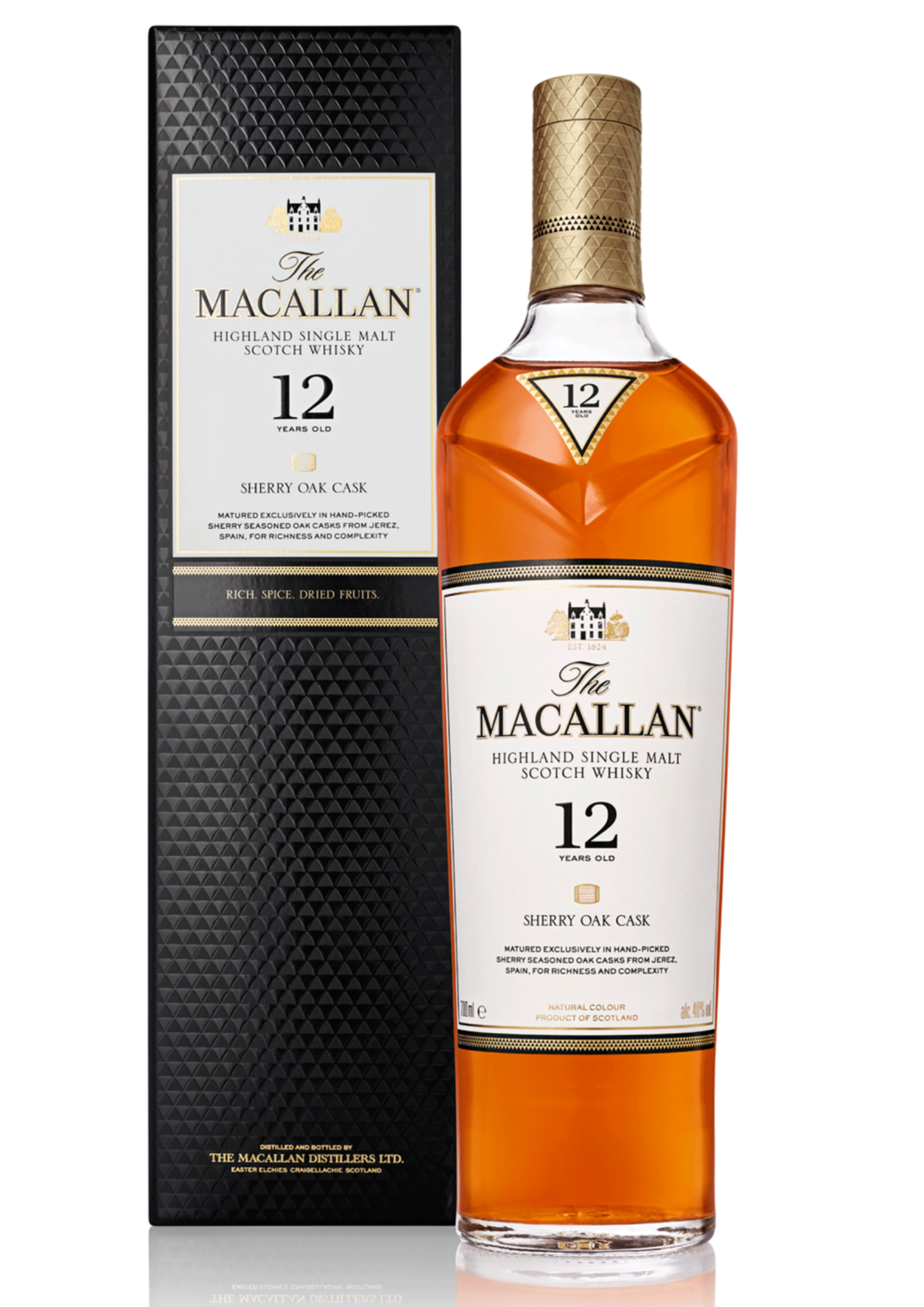 Bottle of Macallan 12-Year-Old Sherry Oak Single Malt Scotch Whisky, 40% - The Spirits Room