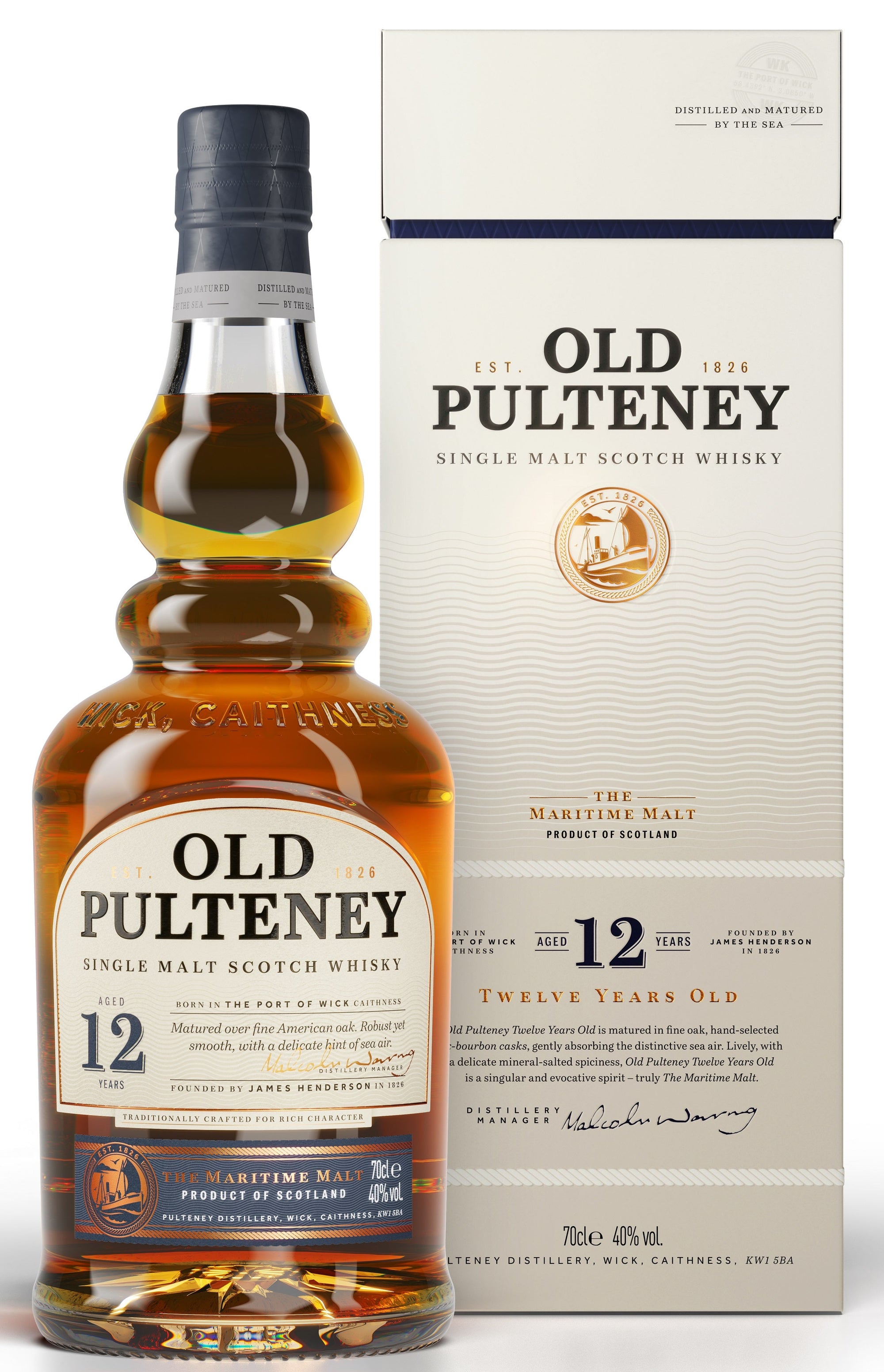 Bottle of Old Pulteney 12-Year-Old Single Malt Scotch Whisky, 40% - The Spirits Room