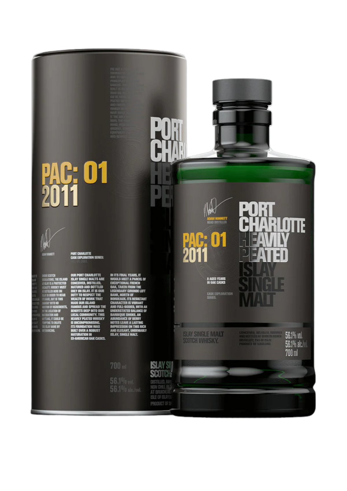 Bottle of Port Charlotte PAC: 01, 2011, Islay Single Malt Whisky, 56.1% - The Spirits Room