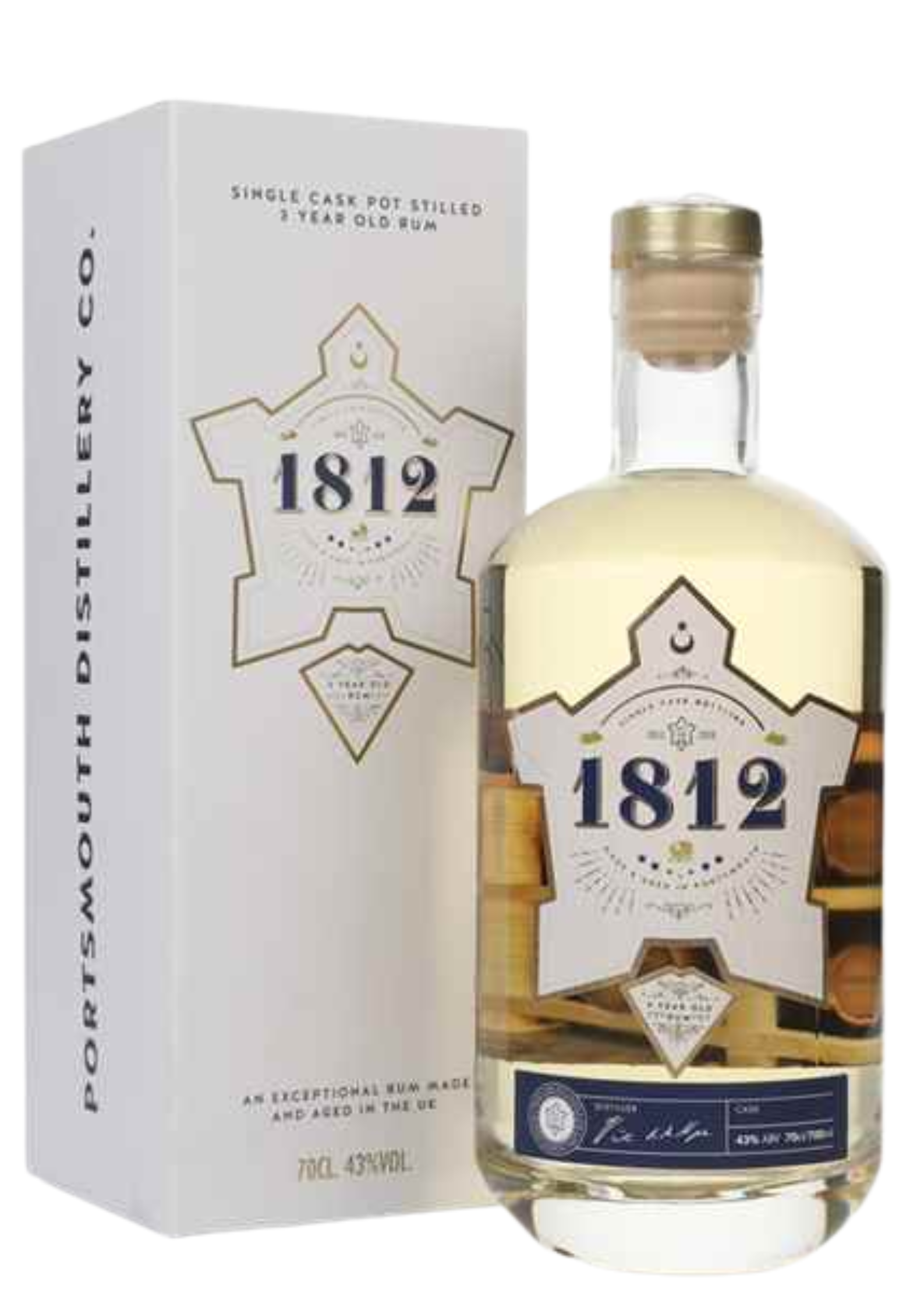 Bottle of 1812 Portsmouth 3-Year-Old Cask Rum, 43% - The Spirits Room