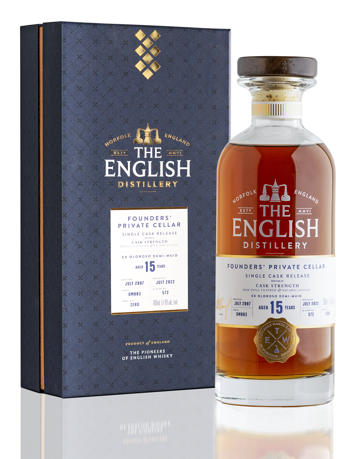 Bottle of The English 15-Year-Old Anniversary, Founders&#39; Private Cellar Ex-Oloroso Demi-Muid, Single Malt Whisky, 57.6% - The Spirits Room