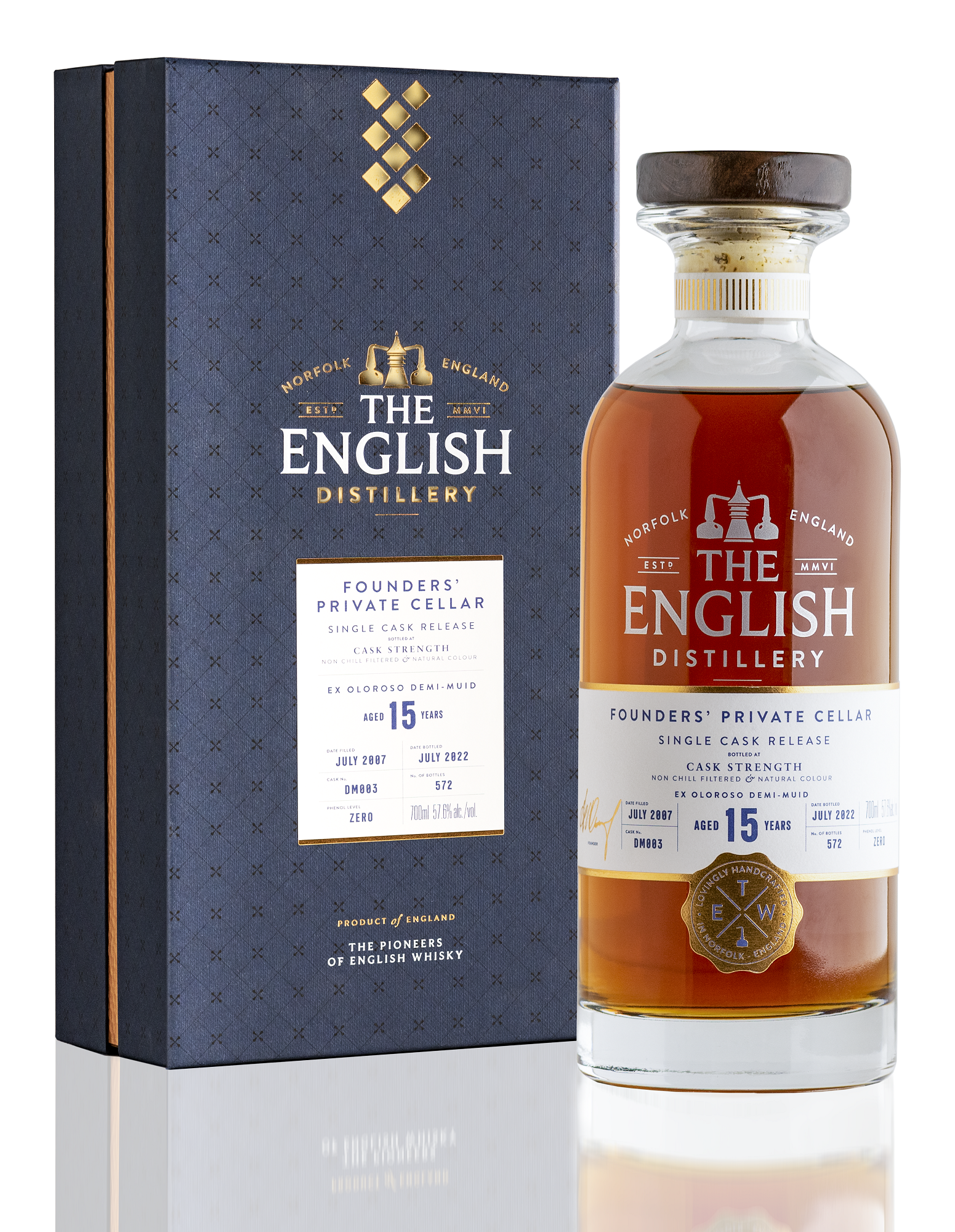 Bottle of The English 15-Year-Old Anniversary, Founders' Private Cellar Ex-Oloroso Demi-Muid, Single Malt Whisky, 57.6% - The Spirits Room