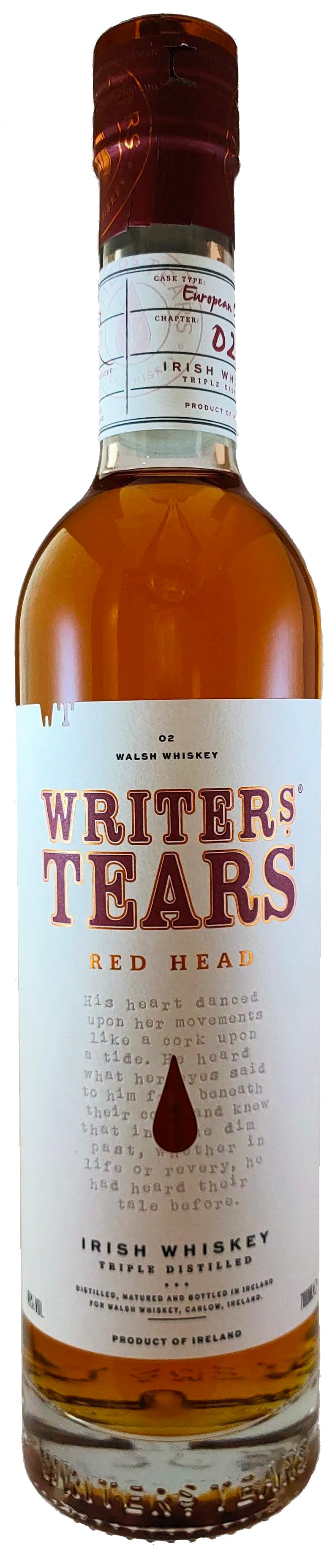 Bottle of Writers Tears Red Head Irish Whiskey, 46% - The Spirits Room