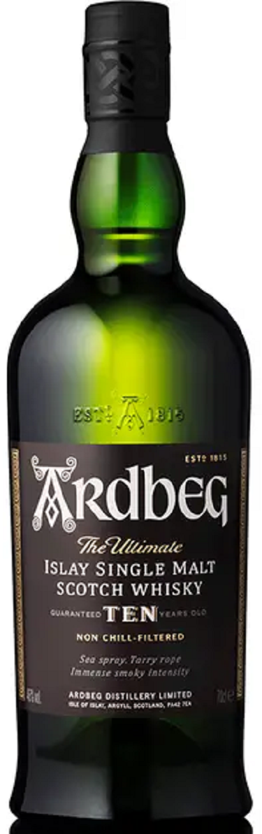Bottle of Ardbeg 10-Year-Old, Islay Single Malt Scotch Whisky, 46% - The Spirits Room