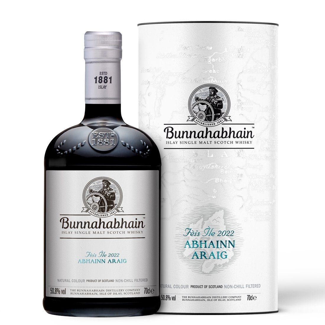 Bottle of Bunnahabhain Abhainn Araig, Fèis Ìle 2022, Islay Single Malt Whisky, 50.8%