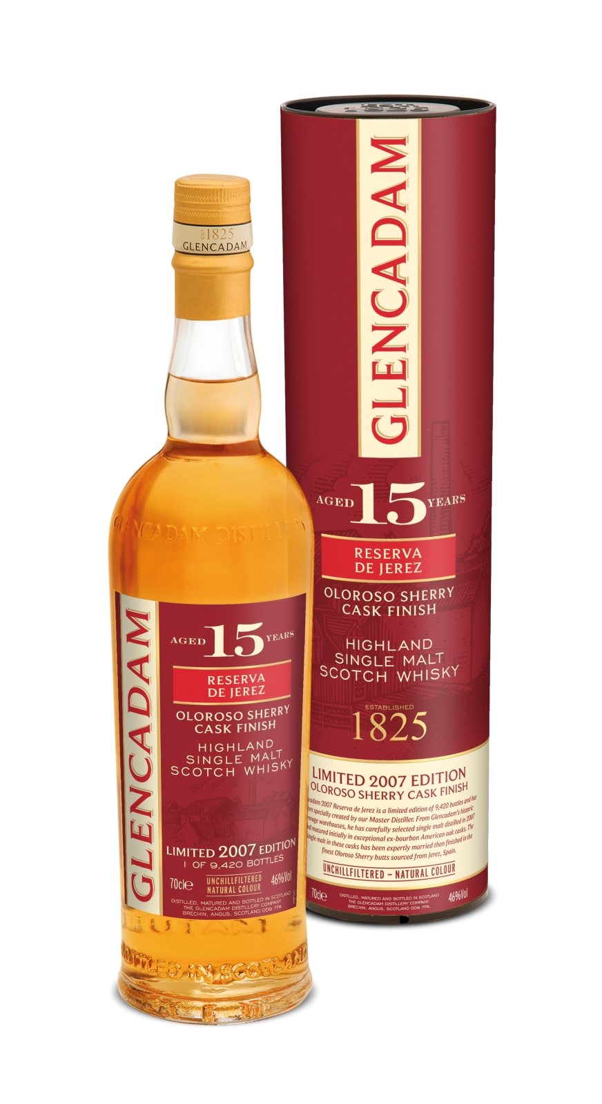 Bottle of Glencadam 15-Year-Old Reserva de Jerez, 2007 Oloroso Sherry Cask Finish, Highland Single Malt Scotch Whisky, 46%