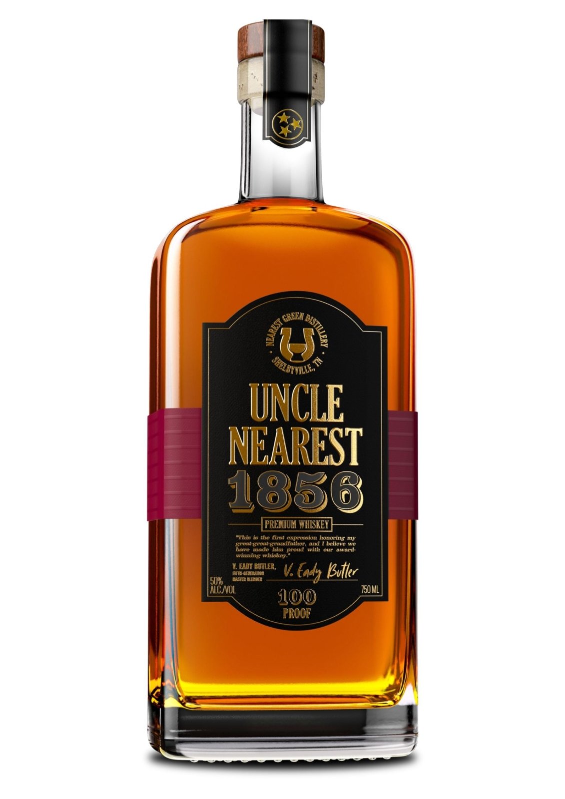 Bottle of Uncle Nearest 1856 Premium Aged Tennessee Whiskey, 100 Proof, 50%